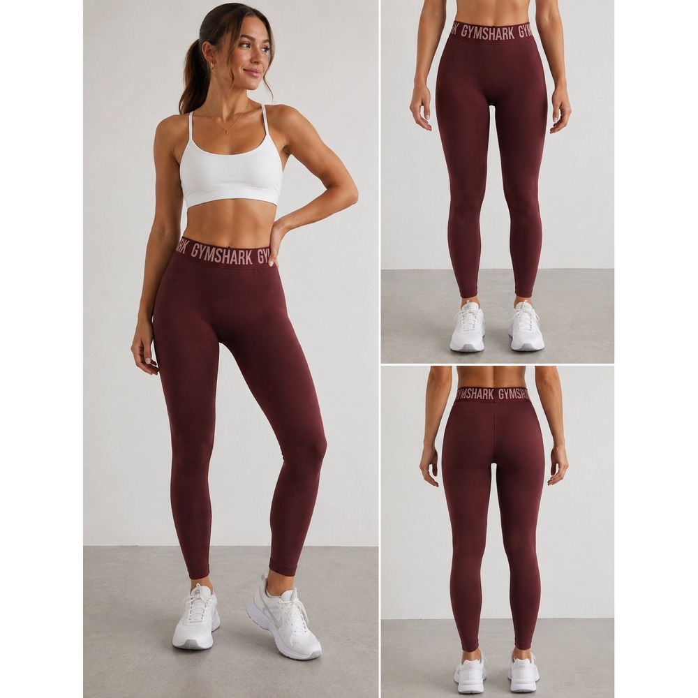 Gymshark Seamless Leggings Burgundy/Oxblood‎ Logo Waistband Womens Size XS/S?